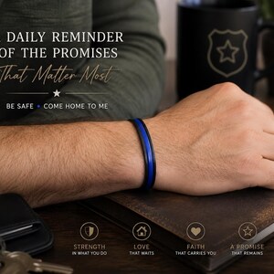 Thin Blue Line Bracelet, Police Dad Gift Idea for Fathers Day, Police Officer Present, 1st responder Gift for Boyfriend, Husband, Brother image 2