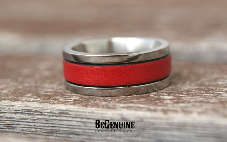 Personalized Firefighter Gift Firefighter Wife Firefighter Girlfriend Firefighter Personalized Wedding Fireman gift Red Stainless Steel Ring image 4