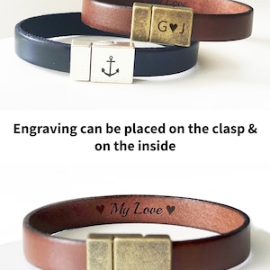 Mens Leather Bracelet, Boyfriend Gift, Mens Bracelet, Engraved Bracelet, Personalized Gift,Boyfriend Valentines Gift,Hidden Message Bracelet image 4
