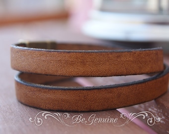 Pulsera de cuero de doble vuelta para mujeres o hombres. Regalo para ella. Regalo de cumpleaños para él.