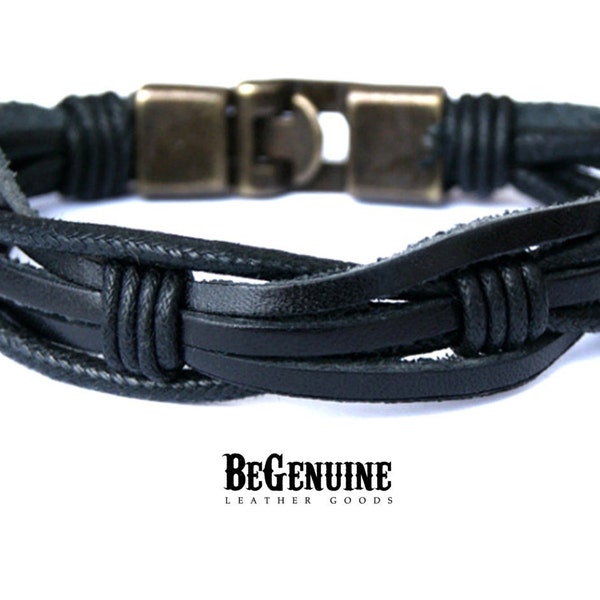 Mens Leather bracelet Black braided bracelet Gift for Grandpa Grandfather Birthday Gift Mens Jewelry Mens Bracelet