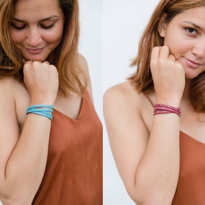 Wickelarmband Lederarmband Perlenarmband Doppel Lederarmbänder für Frauen Wickelarmband Geschenk zum Geburtstag Geschenk für Sie Boho Layered