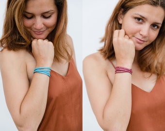 Wrap Leather Bracelet Beaded Leather Bracelet Double Leather Bracelets for Women Wrap bracelet Gift For Birthday Gift for Her Boho Layered