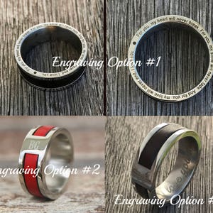 Personalized Firefighter Gift Firefighter Wife Firefighter Girlfriend Firefighter Personalized Wedding Fireman gift Red Stainless Steel Ring image 3