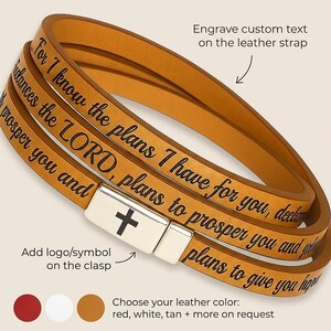 Pulsera de cuero personalizada / Regalo para el Día de la Madre para ella / Regalo personalizado para esposa, novia, mejor amiga / Regalo para colega imagen 2