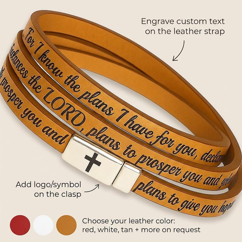 Pulsera de cuero personalizada / Regalo para el Día de la Madre para ella / Regalo personalizado para esposa, novia, mejor amiga / Regalo para colega imagen 2