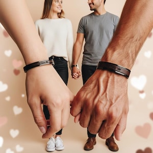 Unique Wedding Gift for Couple Bracelets Gift for Couple Personalized 3rd Year Wedding Gift for Him and Her Matching Bracelets Husband Love image 8