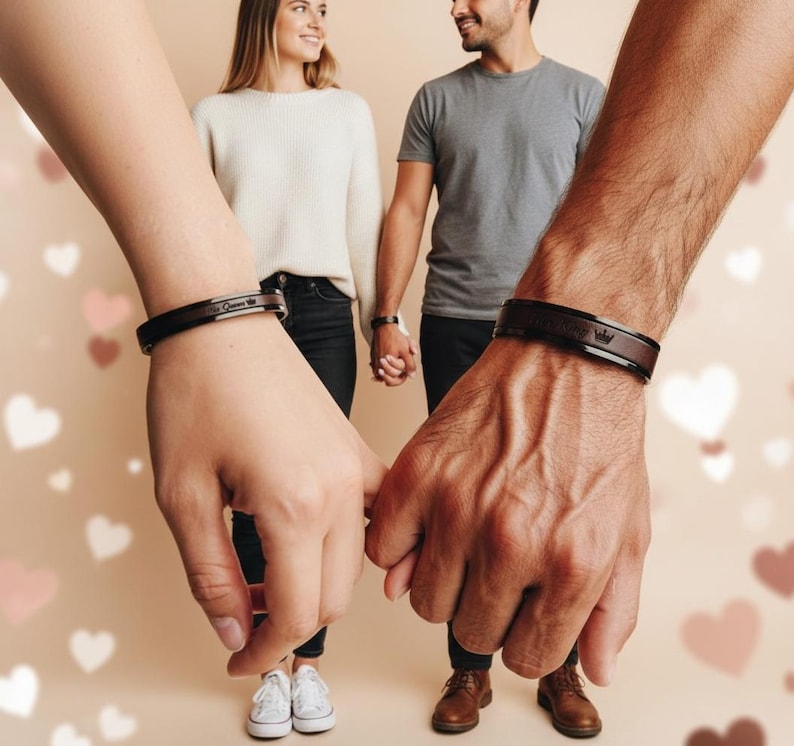 Unique Wedding Gift for Couple Bracelets Gift for Couple Personalized 3rd Year Wedding Gift for Him and Her Matching Bracelets Husband Love image 8