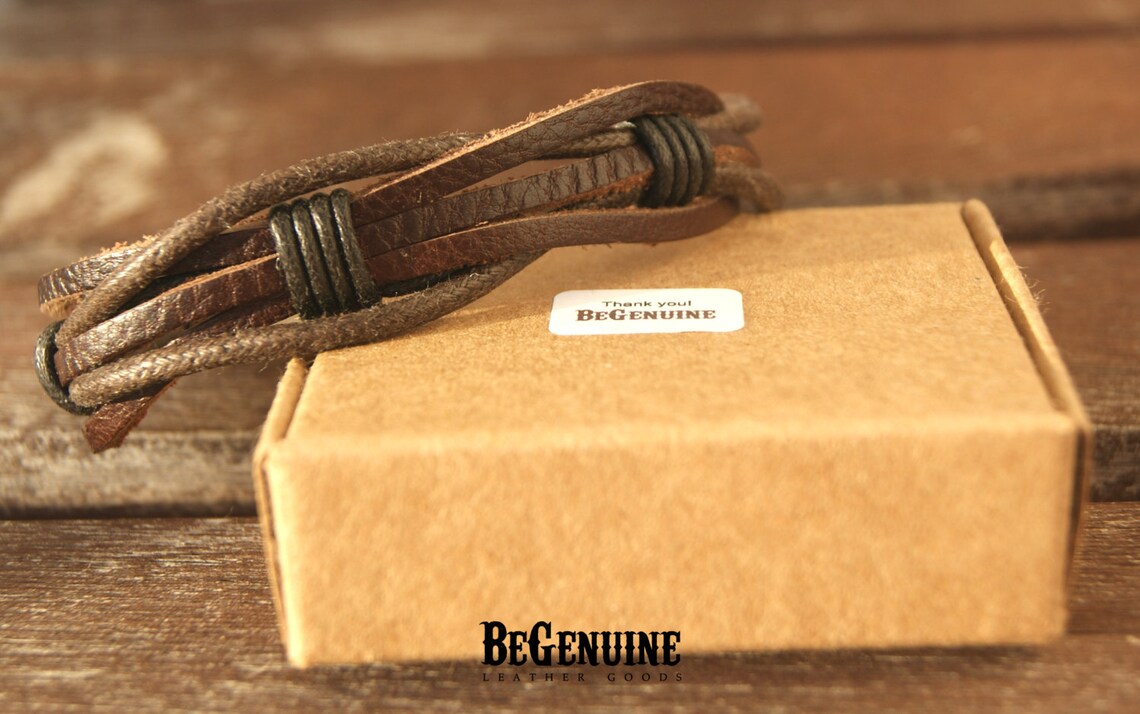 mens leather tie up bracelet