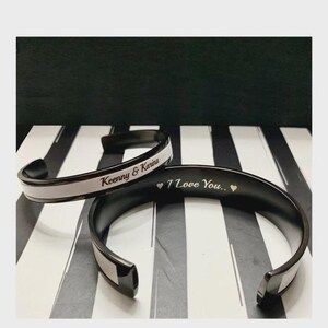 Bijoux Personaliseerbare armband voor koppels Gepersonaliseerde zijn en haar sieraden Ijzer Jubileum 6e huwelijksverjaardag Cadeaus voor stel Haar koning afbeelding 4