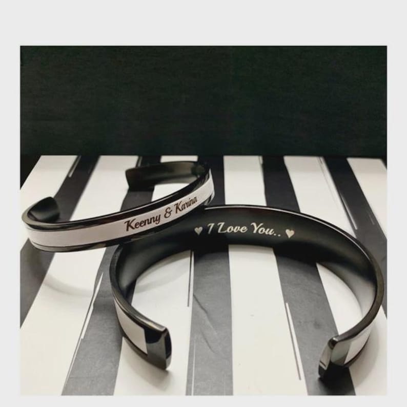 Bijoux Personaliseerbare armband voor koppels Gepersonaliseerde zijn en haar sieraden Ijzer Jubileum 6e huwelijksverjaardag Cadeaus voor stel Haar koning afbeelding 4