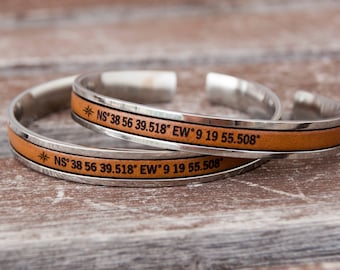 Pulsera de coordenadas personalizada para pareja - Regalo de larga distancia - Regalo para ella - Pulsera de latitud y longitud - Regalo de aniversario personalizado