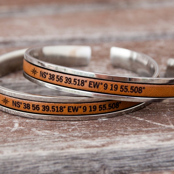 Personalized Coordinate Bracelet for Couple -  Long Distance Gift - Gift For Her - Latitude Longitude Bracelet Personalized Anniversary Gift