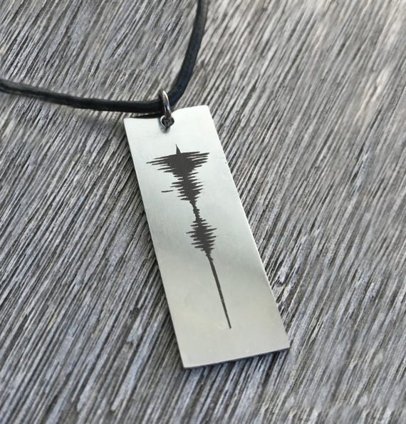 Personalized Sound Wave Bar Necklace Mens Tag Necklace Leather Necklace Voice Recording Memorial Gift Musician Heartbeat Necklace Sound Wave Etsy