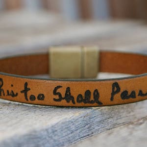 Pulsera con escritura a mano personalizada - Pulsera con firma - Escritura real - Pulsera conmemorativa - Pulsera de cuero - Regalo conmemorativo para él - Papá