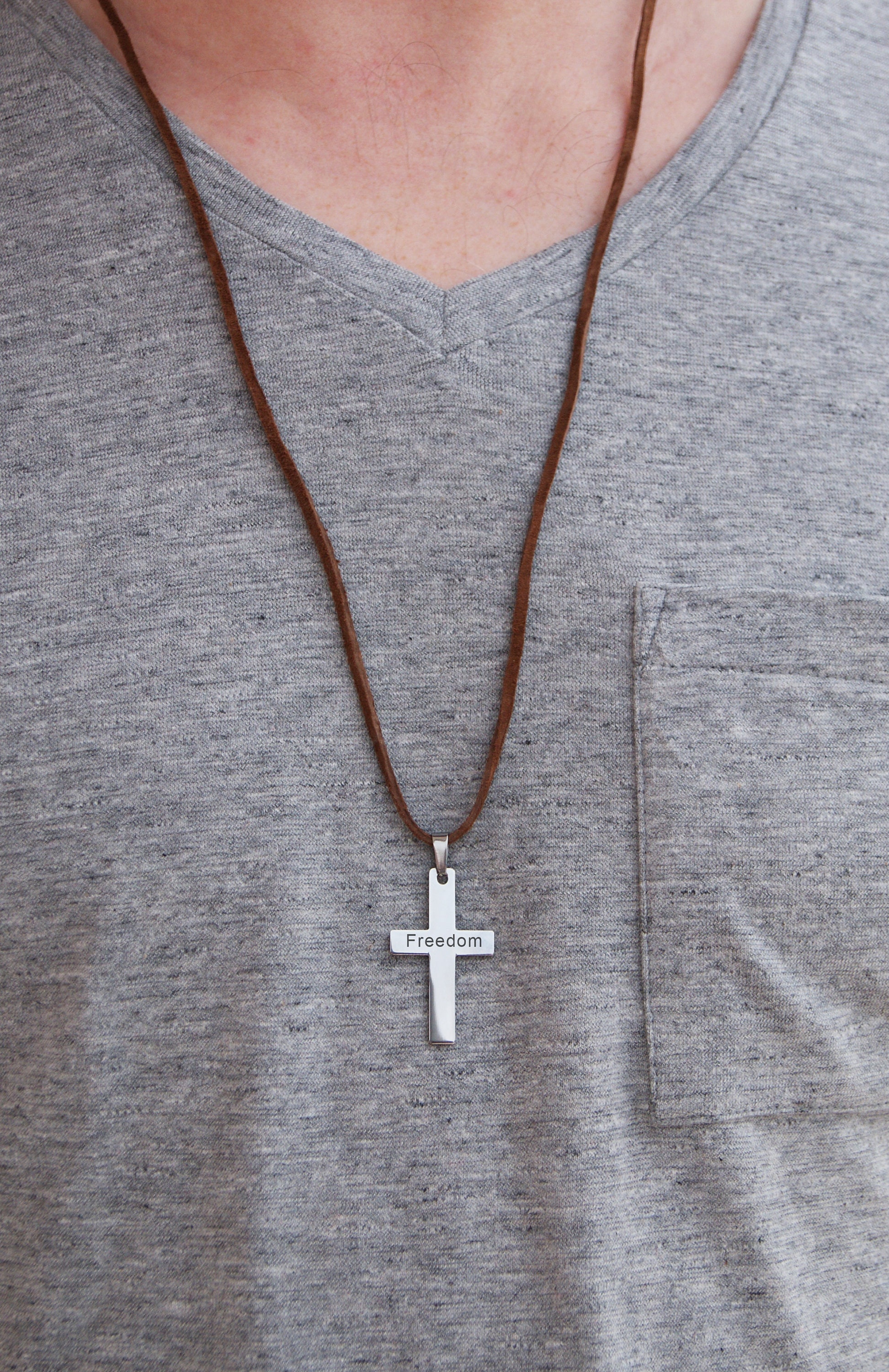 Mens Leather Necklace Pewter Cross Pendants, Brown Cord Surfer, Christian,  Jesus - Etsy | Leather necklace, Mens leather necklace, Leather jewelry