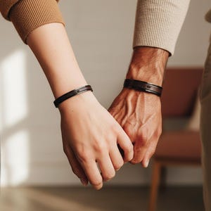 Unique Wedding Gift for Couple Bracelets Gift for Couple Personalized 3rd Year Wedding Gift for Him and Her Matching Bracelets Husband Love image 15