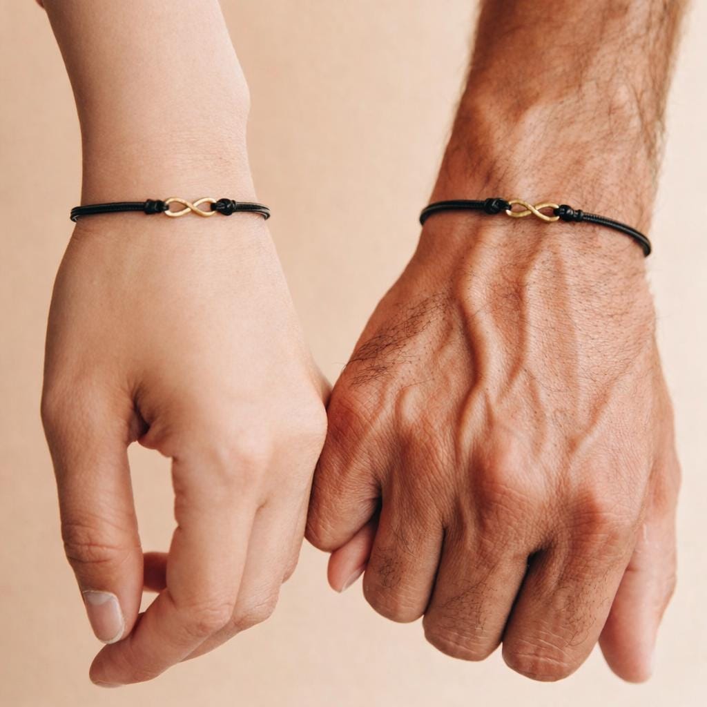 Braccialetto per coppie con ciondolo infinito, regalo di San Valentino, gioielli per coppie, braccialetti abbinati, insieme per sempre, regalo d'amore, regalo di Galentine - Italia