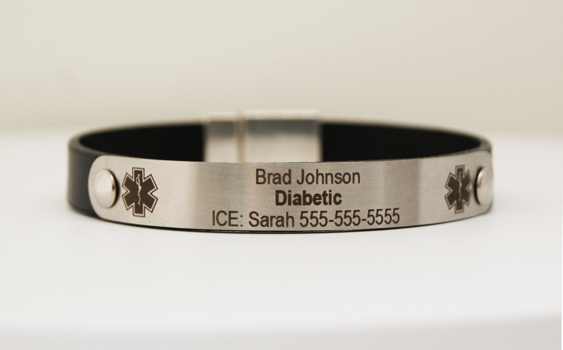 Running ID Bracelet Medical ID Bracelet Personalized Engraving Etsy
