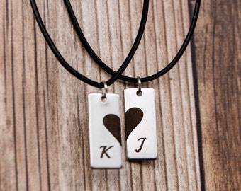 Set of 2 Matching Necklaces Couples Long Distance Necklace Couples Relationship Necklace For Girlfriend Boyfriend Valentines day gift