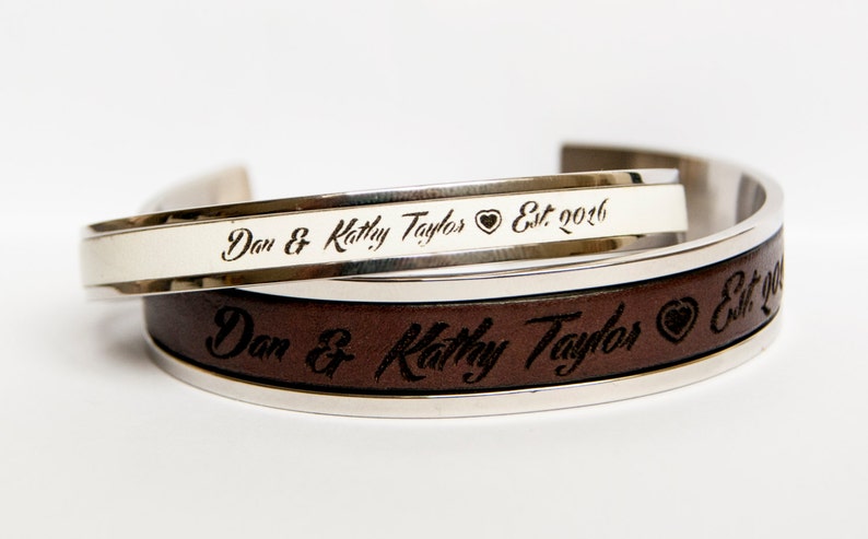 Couples bracelet Personalized Wedding Gift for Couple Anniversary Gift Custom Engraving Valentines Gift image 2