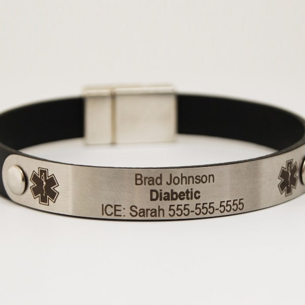 Running ID Bracelet Medical ID Bracelet Personalized Engraving Medical Alert Medical ID Jewelry Diabetes Bracelet Allergy Alert