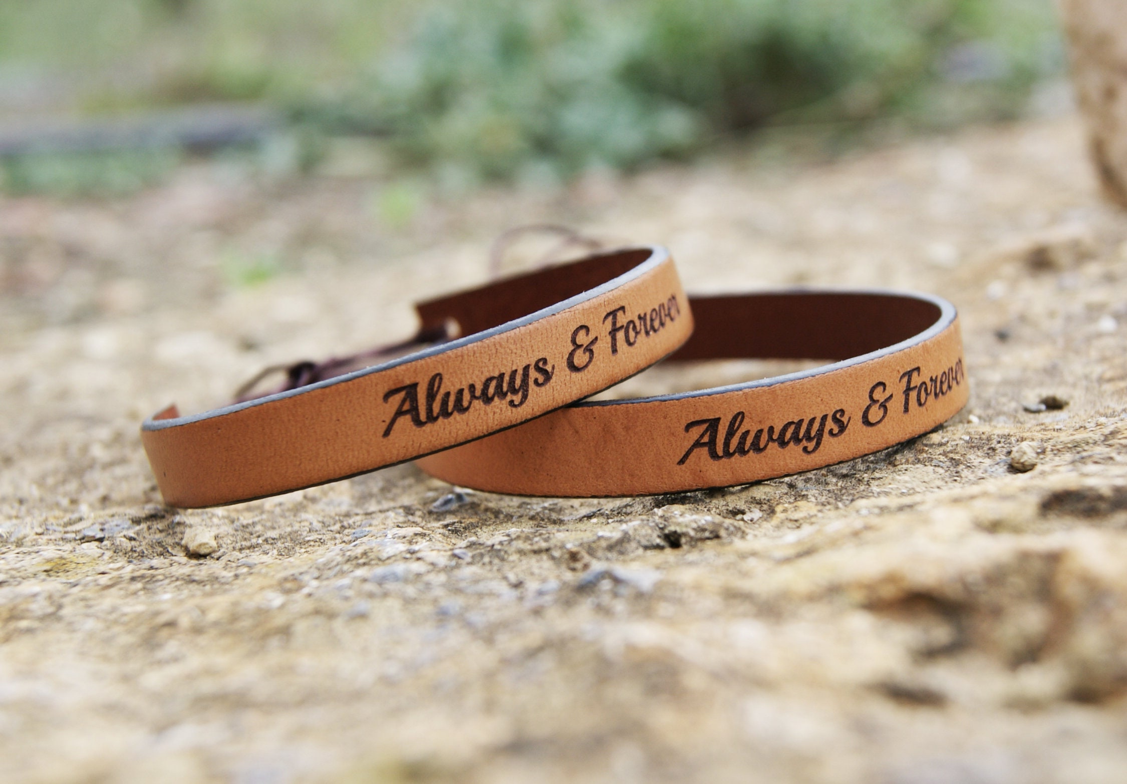 Always and Forever Adjustable Matching Leather Bracelets for