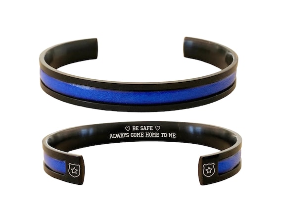 Thin Blue Line Bracelet, Police Dad Gift Idea for Fathers Day, Police Officer Present, 1st responder Gift for Boyfriend, Husband, Brother