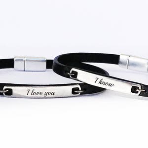 Love Bracelet I love you I know Set of 2 Leather Bracelets His and Her Leather Anniversary For Her Personalized Matching Star Wars Inspired