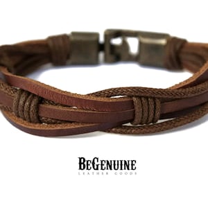 Mens Leather Bracelet Braided Custom Fathers Day Gift For Dad Mens Brown Leather Bracelet Handmade image 9