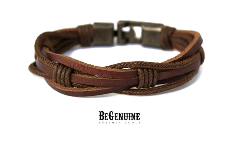 Mens Leather Bracelet Braided Custom Fathers Day Gift For Dad Mens Brown Leather Bracelet Handmade image 9