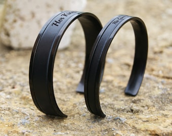 Black Leather Bracelets Set of 2 Adjustable Cuff Bracelets for Couple - His Queen Her King Crown Bracelet Unique Wedding Gift