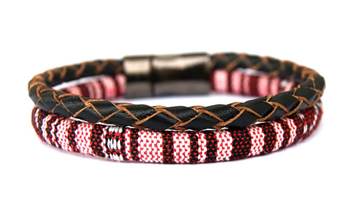 mens leather tie up bracelet