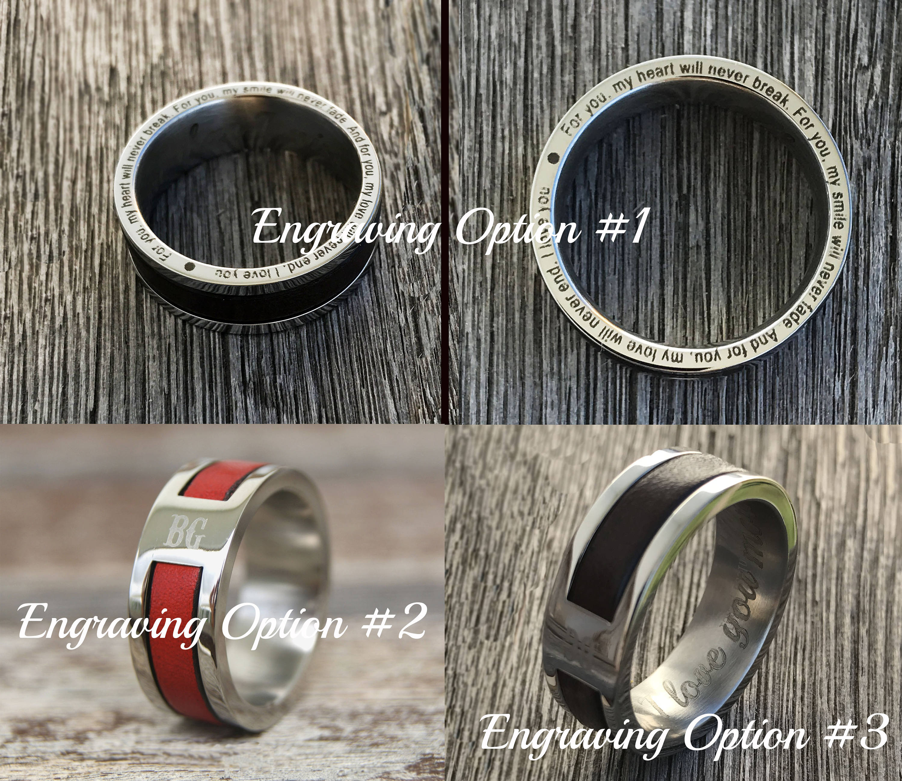 Personalized Mens Ring Engagement Ring Promise Ring for Him Leather ...