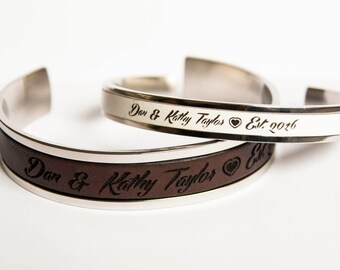 Engagement Gifts for Couples Fiance Gift Fiancee Gift  Personalized Custom Text Couple Bracelets Wedding Anniversary Gift