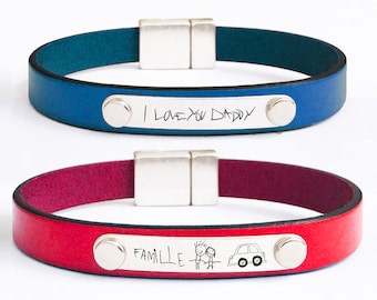 Your Children Drawing Bracelet Handwriting, Kids Artwork Jewelry, Gift for Dad, Fathers Day Gift Mothers Day Gift, Gift for Mom Personalized