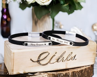 Ideas de regalos de aniversario para parejas Regalo de boda para parejas Pulseras de pareja personalizadas Pulsera de cuero su joyería a juego