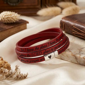 Pulsera de cuero personalizada / Regalo para el Día de la Madre para ella / Regalo personalizado para esposa, novia, mejor amiga / Regalo para colega imagen 17