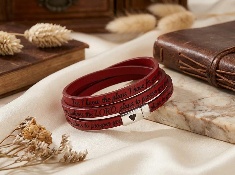 Pulsera de cuero personalizada / Regalo para el Día de la Madre para ella / Regalo personalizado para esposa, novia, mejor amiga / Regalo para colega imagen 17