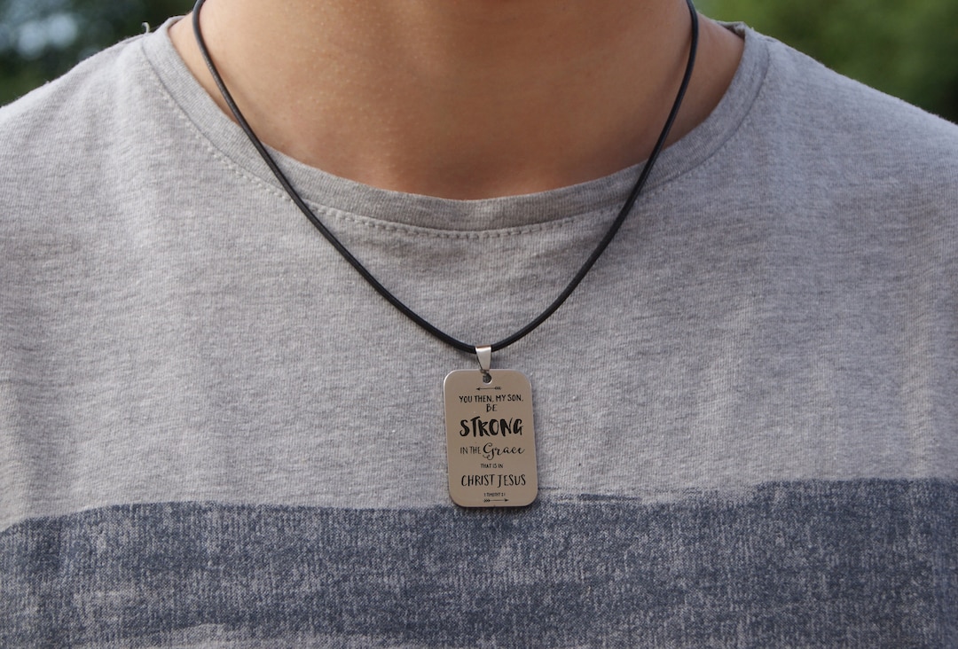 Teen Boy Gift Custom Dogtag Necklace for Men Bible Verse Etsy