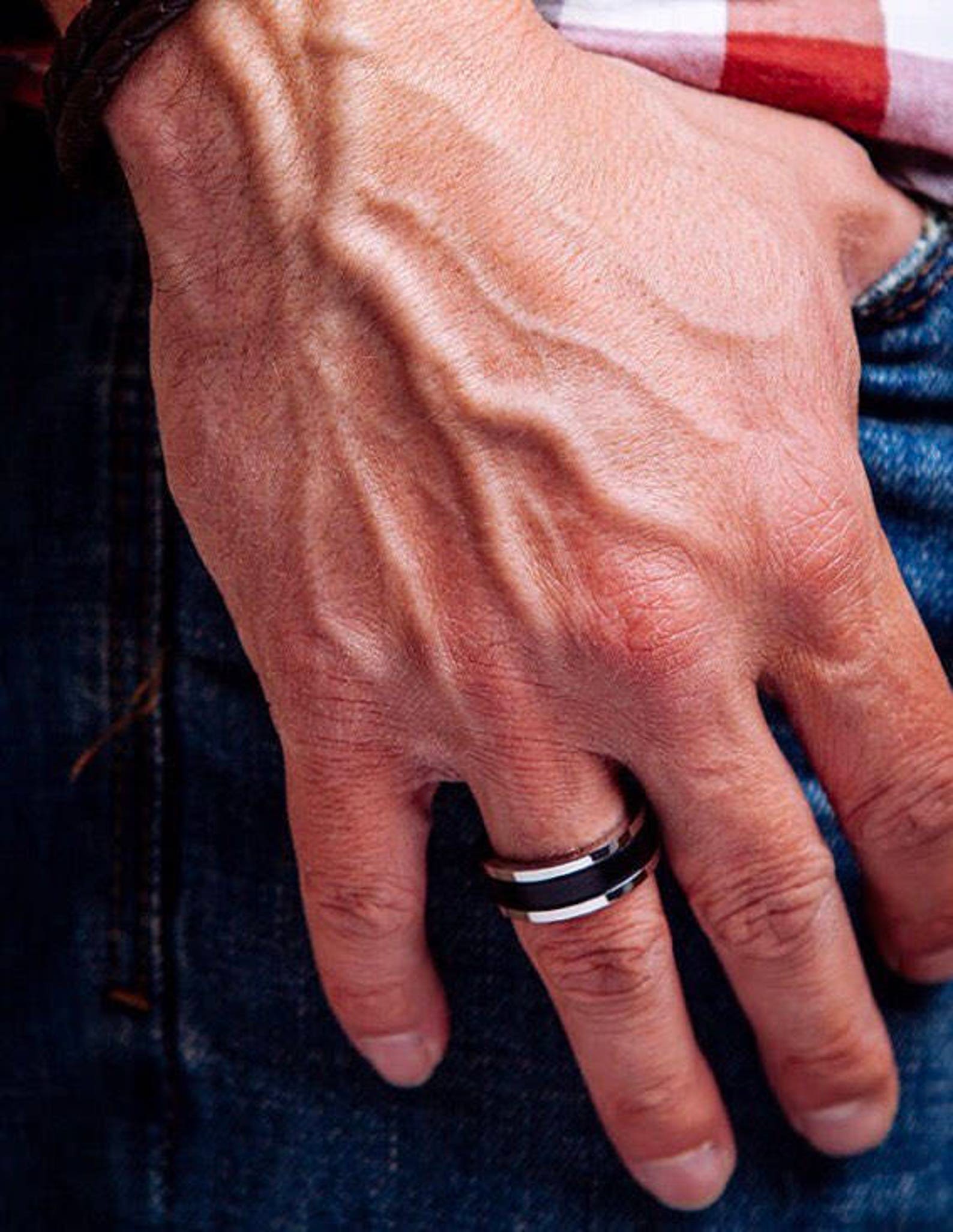 Personalized Mens Ring Mens Wedding Gift Leather Ring Husband Etsy