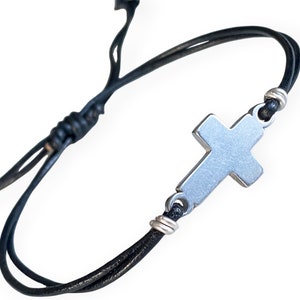Confirmation Gift, Cross Bracelet, Adjustable Bracelet for Any Age, Leather Bracelet for Men or Women, Baptism Gift, Konfirmation geschenk image 10