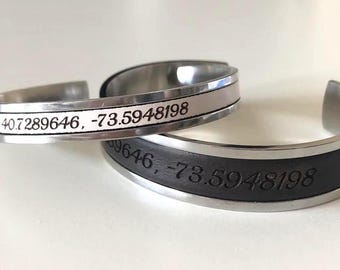 Set of 2 Matching Couples Bracelet Personalized, Unique Wedding Gifts, Long Distance Anniversary Gift, Custom Engraved Keepsake Husband Wife