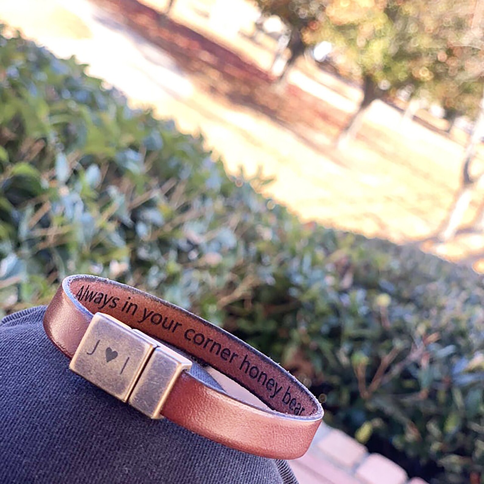 Bronze Anniversary Gift for Men Custom Leather Bracelet Etsy