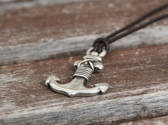 Anchor Necklace Mens Necklace Leather Nautical Necklace Mens Gifts Leather Necklace Christian Gift for Him Mens Gift For Him Easter Gifts