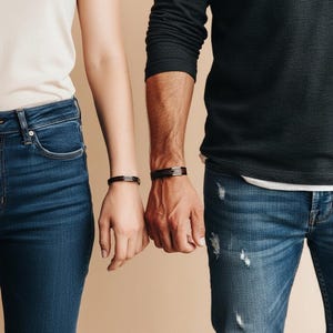 Unique Wedding Gift for Couple Bracelets Gift for Couple Personalized 3rd Year Wedding Gift for Him and Her Matching Bracelets Husband Love image 2