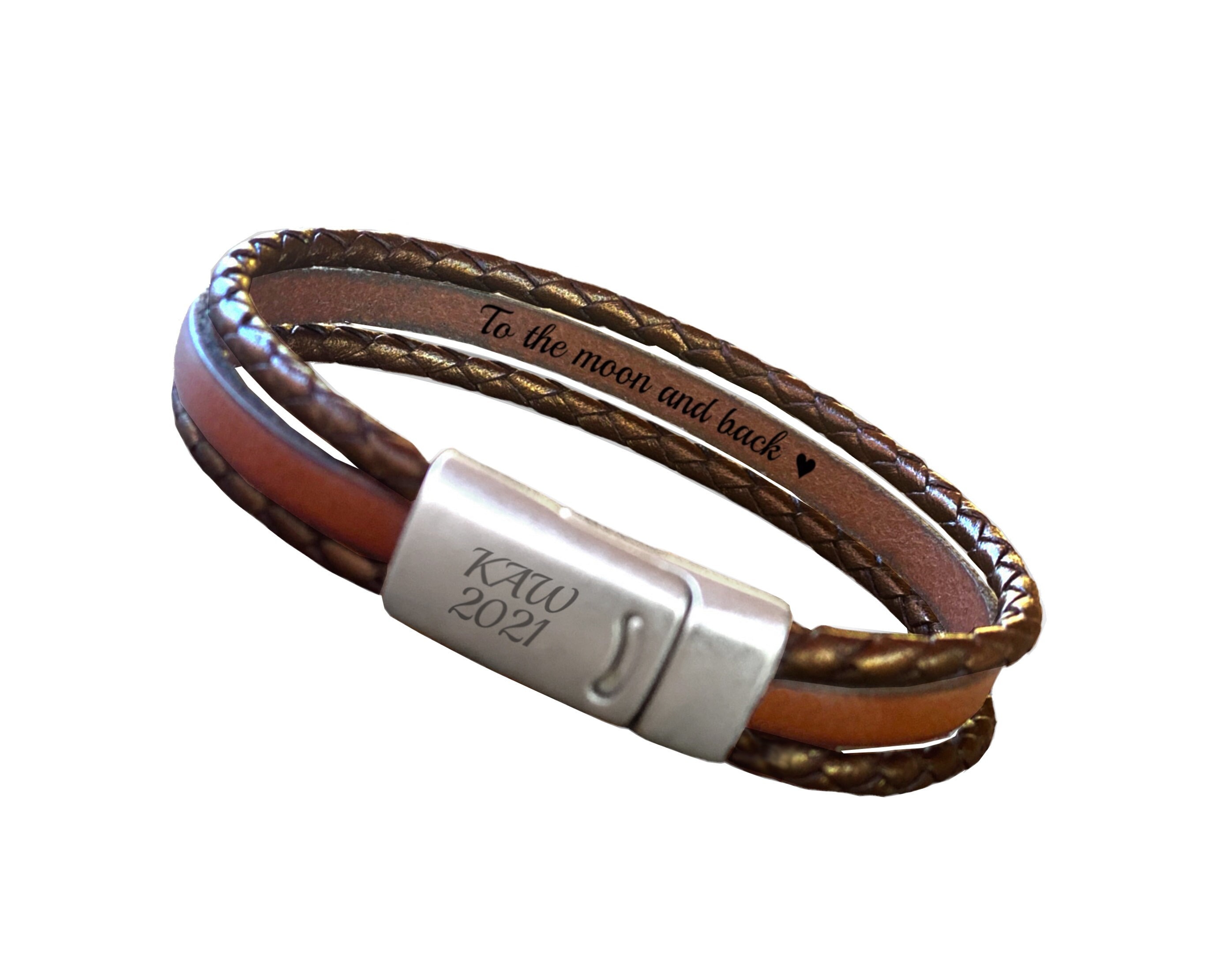 Gualiy Men's Stainless Steel & Leather Bracelet With Black Gold Buckle, Punk Style, 20cm Length, Hypoallergenic - View #11
