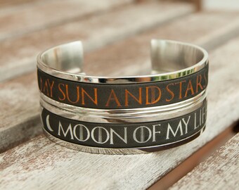 Game of Thrones Gifts Game of Thrones Jewelry Gift for Couples Bracelet Khal and Khaleesi Cuff Moon of My Life My Sun and Stars Couples Gift