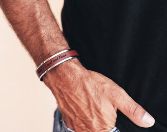 Men bracelet, Bracelet for men, Mens black leather bracelet, Anniversary gift for him, Anniversary gift for husband, Personalized Gift