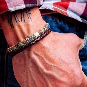 Aangepaste leren herenarmband, vaderdagcadeau, cadeau voor papa, gevlochten leren armband, geweven armband, cadeau voor vriend
